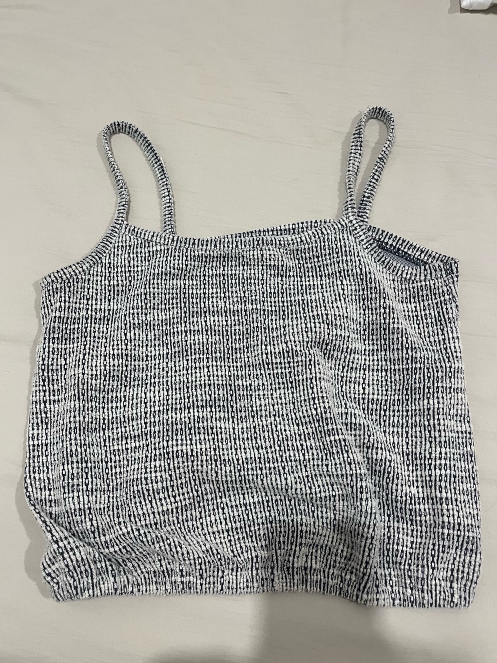 LOFT Black and White Textured Stripe Tank